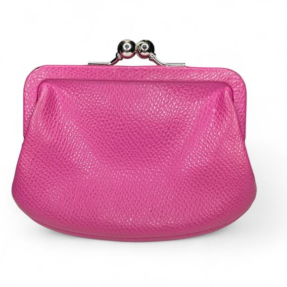 Coach Darcy Bow Kisslock Coin Purse in Pink Crossgrain Leather - Picture 4 of 7